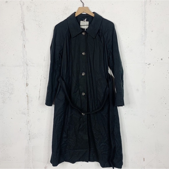 Everlane Jackets & Blazers - Everlane The Gathered Drape Trench Coat Black Black Coat